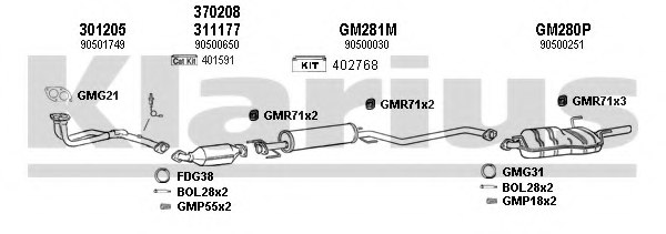 KLARIUS 390844U Exhaust System